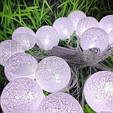 Гирлянда Новогодняя Шар хлопковый Тайские фонарики 20 шаров, 5 м Зеленая, фото 5