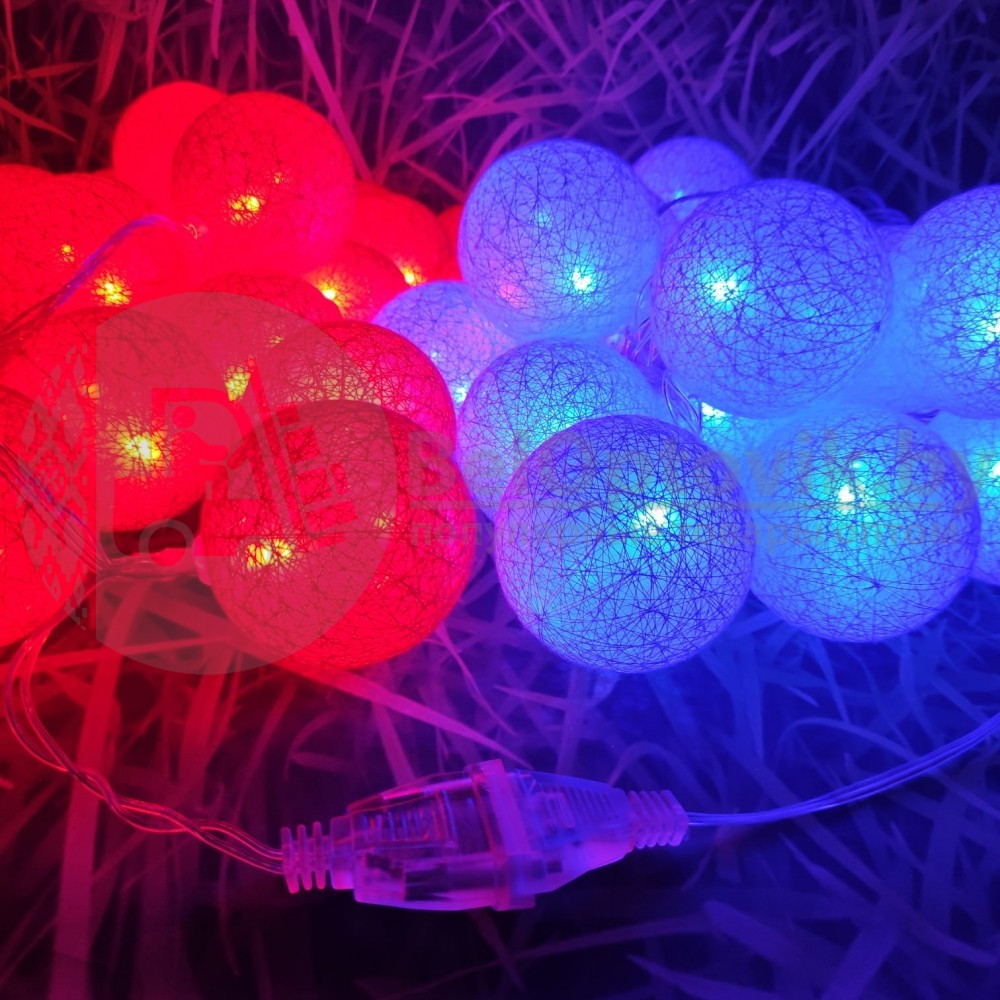 Гирлянда Новогодняя Шар хлопковый Тайские фонарики 20 шаров, 5 м Зеленая - фото 6 - id-p136560580