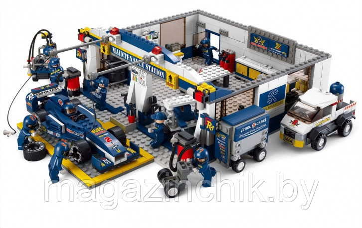 Конструктор Станция техобслуживания "Формула 1" M38-B0356 Sluban (Слубан) 741 деталь аналог Лего (LEGO) - фото 1 - id-p10238167