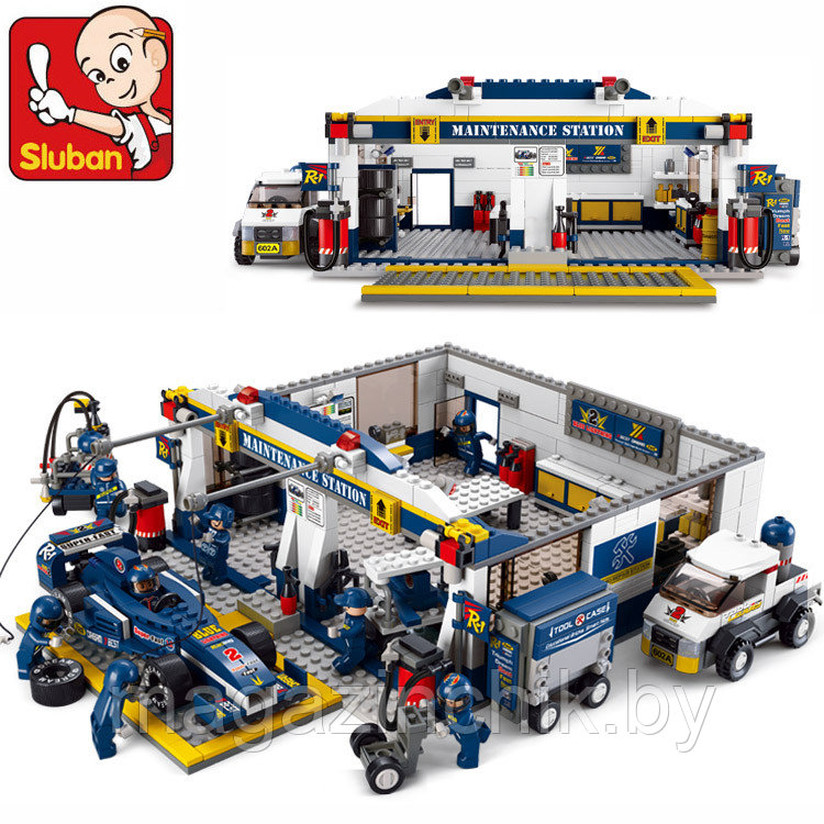 Конструктор Станция техобслуживания "Формула 1" M38-B0356 Sluban (Слубан) 741 деталь аналог Лего (LEGO) - фото 6 - id-p10238167