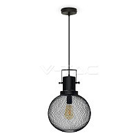 Светильник подвесной V-TAC, для ламп E27, диаметр 290мм, IP20, металл, черный