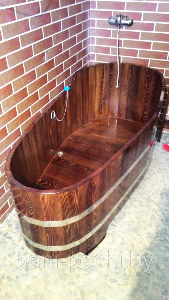 Ванна деревянная из лиственницы с подставкой для смесителя - фото 6 - id-p136578487