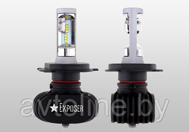Лампа светодиодная H4 серия S1 чип CSP 1919/9-32V/4000lm/6000K (комплект 2 шт) EXPOSER H4-EXP
