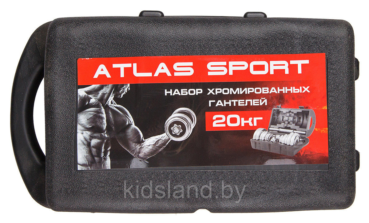 Набор гантелей хромированных Atlas Sport (20кг) в чемодане - фото 3 - id-p136646474