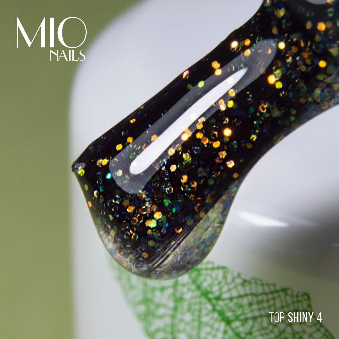 Топ MIO Nails SHINY № 4 с золотистым блеском без липкого слоя, 15 мл. - фото 1 - id-p136722512
