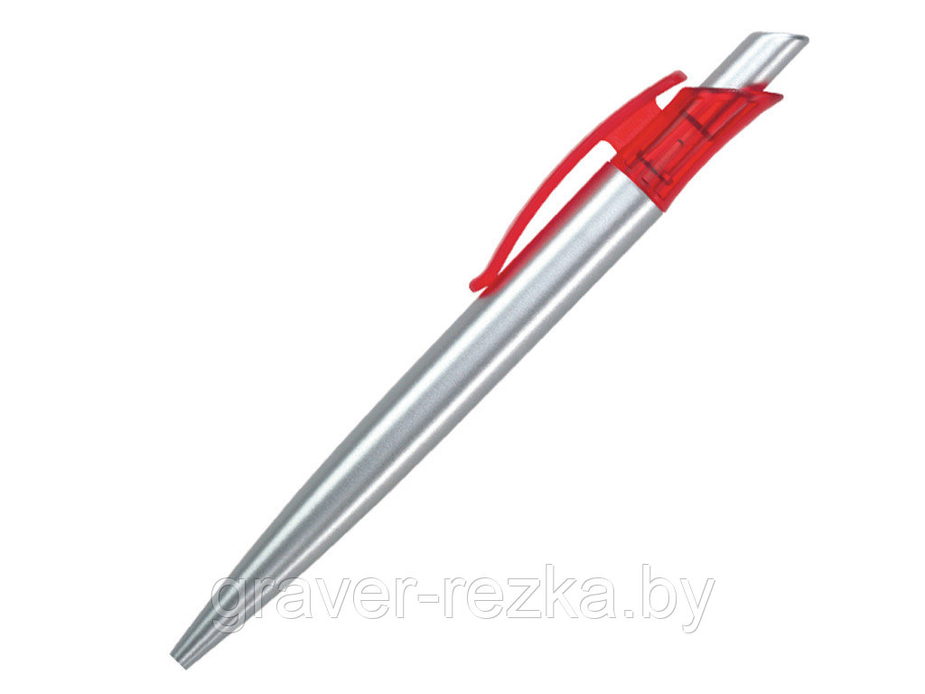 Ручка шариковая, пластик, серебро/красный Gladiator