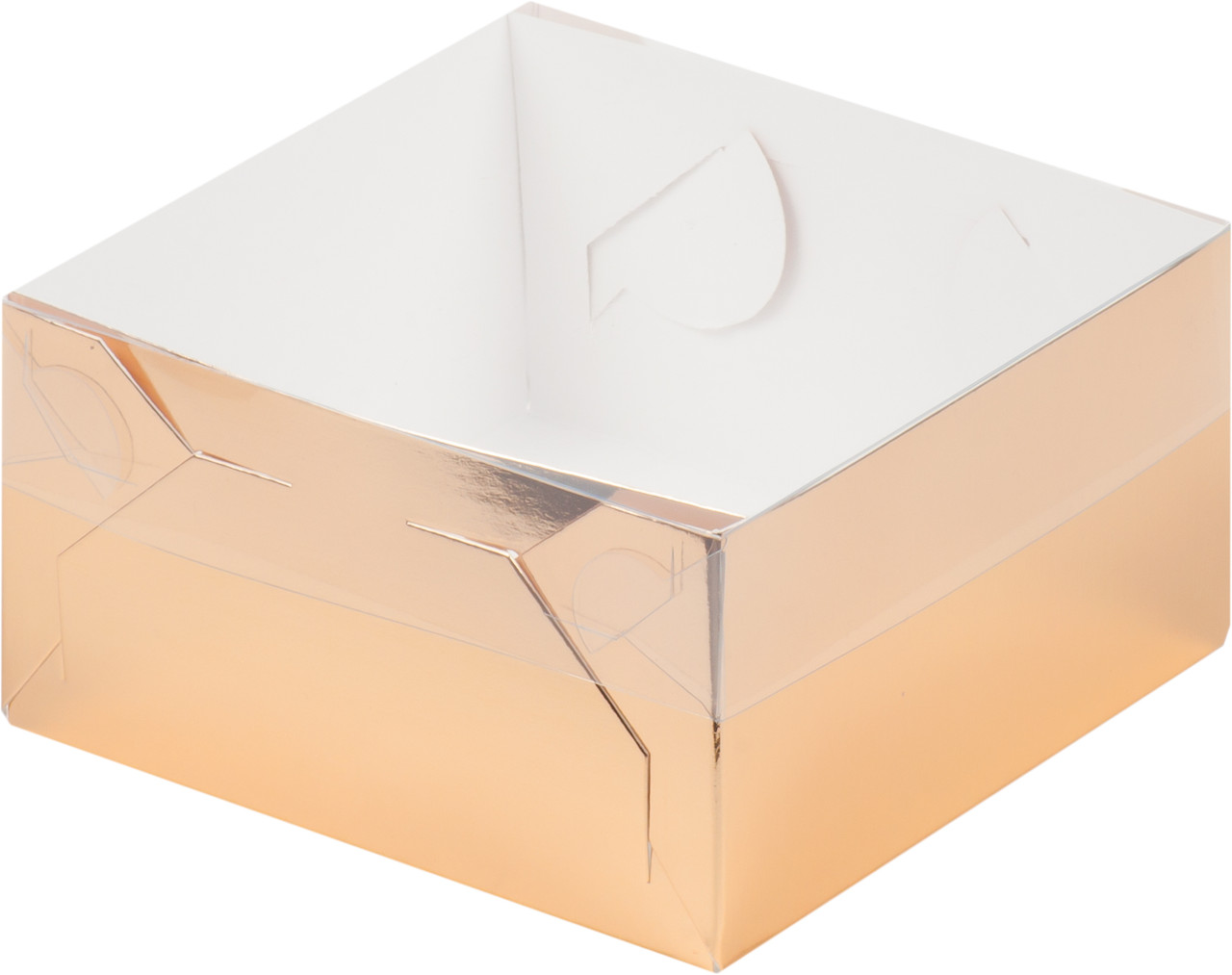 Коробка для зефира, тортов и пирожных с пластиковой крышкой, Золотая, 155х155х h60 мм - фото 1 - id-p136754066