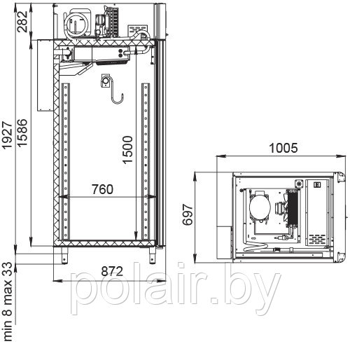 Шкаф холодильный POLAIR CS107-Meat (со стеклянной дверью) Тип 1 - фото 3 - id-p136755136