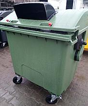 Пластиковый мусорный контейнер 1100 литров, с круглой "сферической" крышкой, для сбора отходов бумаги