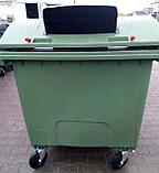 Пластиковый мусорный контейнер 1100 литров, с круглой "сферической" крышкой, для сбора отходов бумаги, фото 2