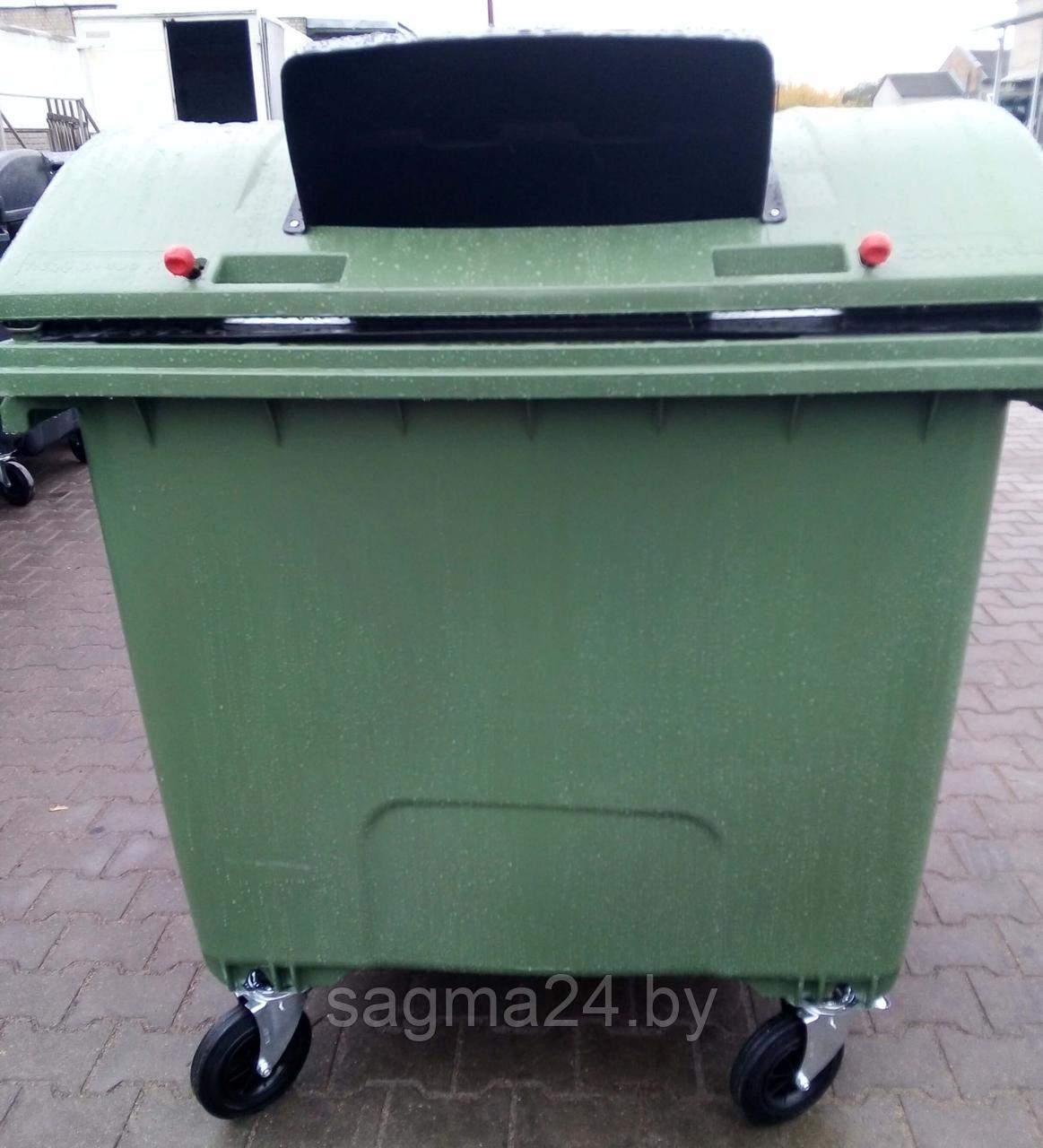 Пластиковый мусорный контейнер 1100 литров, с круглой "сферической" крышкой, для сбора отходов бумаги - фото 2 - id-p130493947