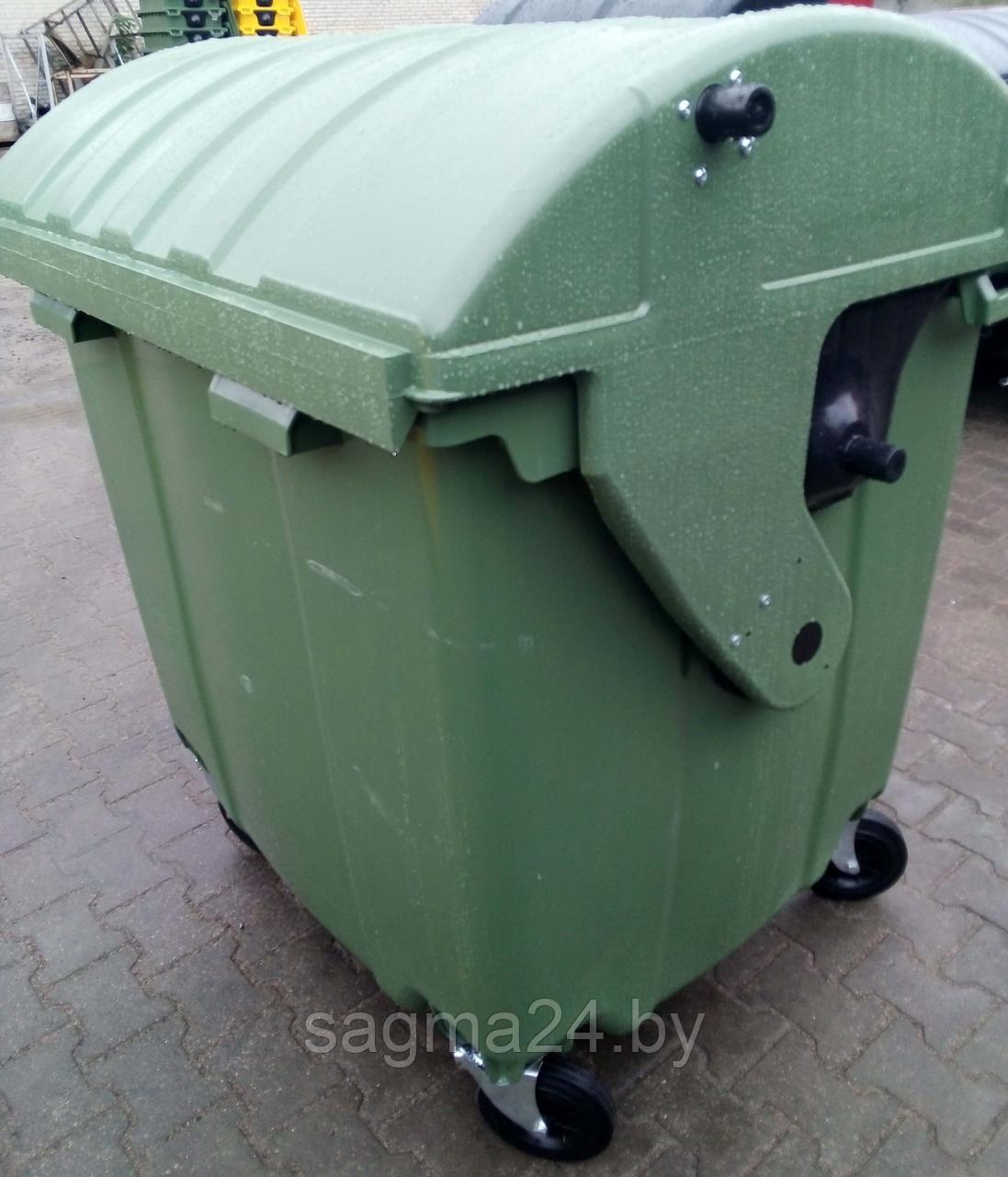 Пластиковый мусорный контейнер 1100 литров, с круглой "сферической" крышкой, для сбора отходов бумаги - фото 4 - id-p130493947
