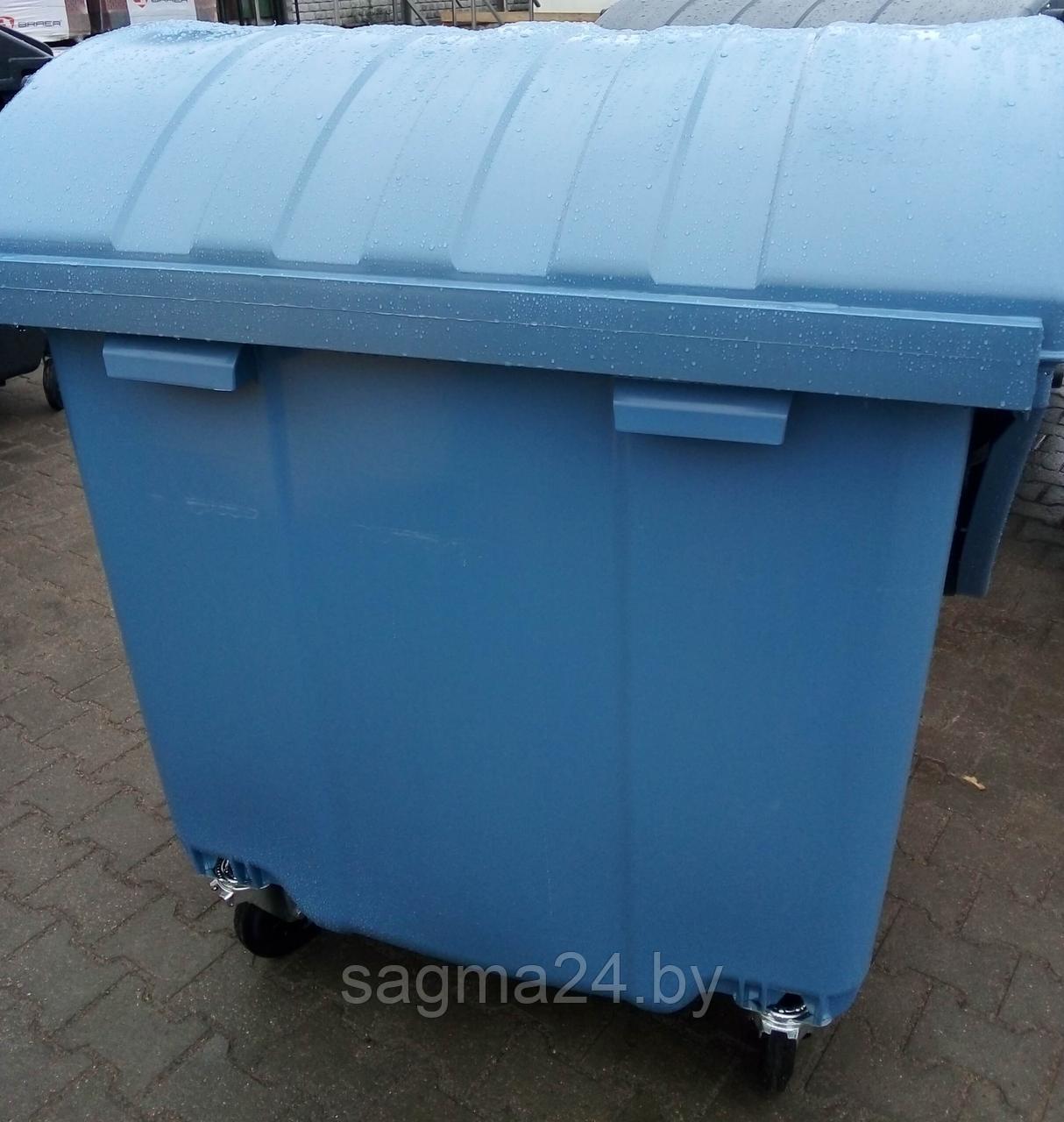 Пластиковый мусорный контейнер 1100 литров, с круглой "сферической" крышкой, для сбора отходов стекла и стекло - фото 4 - id-p130496340