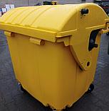 Пластиковый мусорный контейнер 1100 литров, с круглой "сферической" крышкой, для сбора отходов пластика, фото 3
