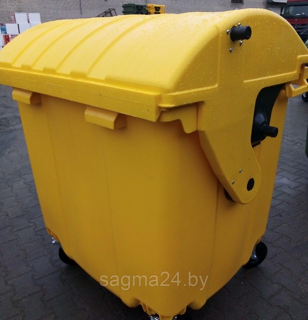 Пластиковый мусорный контейнер 1100 литров, с круглой "сферической" крышкой, для сбора отходов пластика - фото 3 - id-p130496390