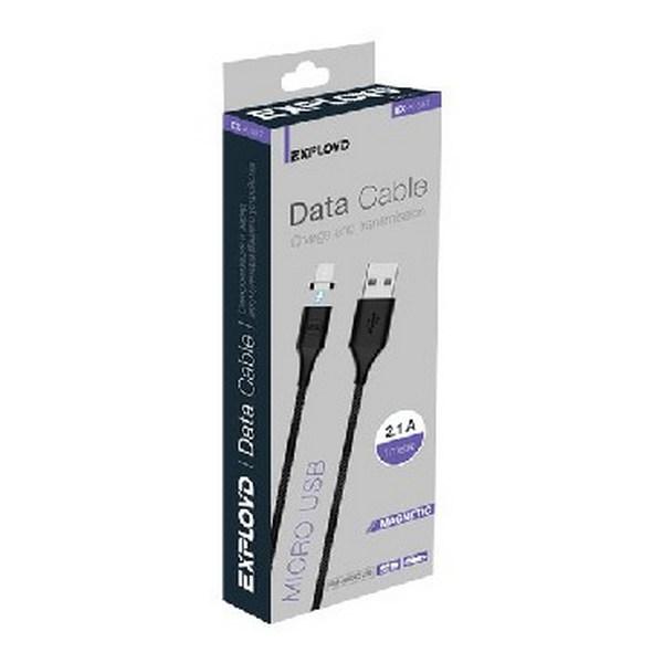 EX-К-557 1М 2.1A Magnetic круглый черный Дата-кабель USB - microUSB EXPLOYD - фото 1 - id-p136569014