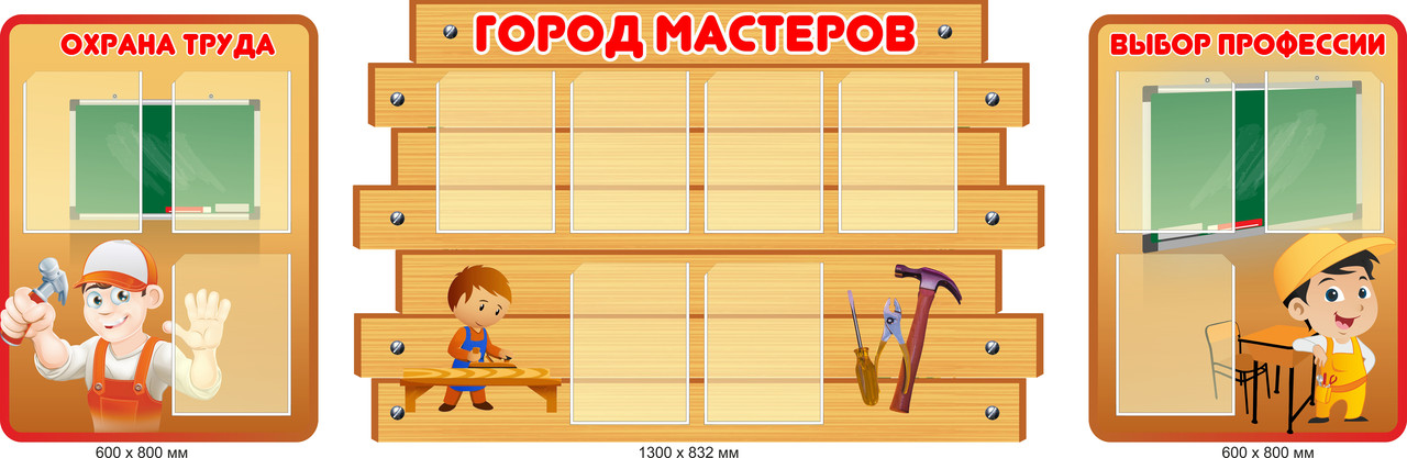 Стенд "Город мастеров, выбор профессии, охрана труда" в кабинет трудового обучения