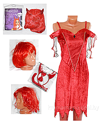 Платье карнавальное вельветовое Леди Файер на размер 10-12