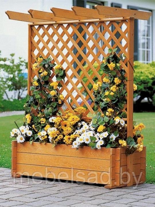 Цветочница садовая со шпалерой из массива сосны "Сена" - фото 1 - id-p136791303