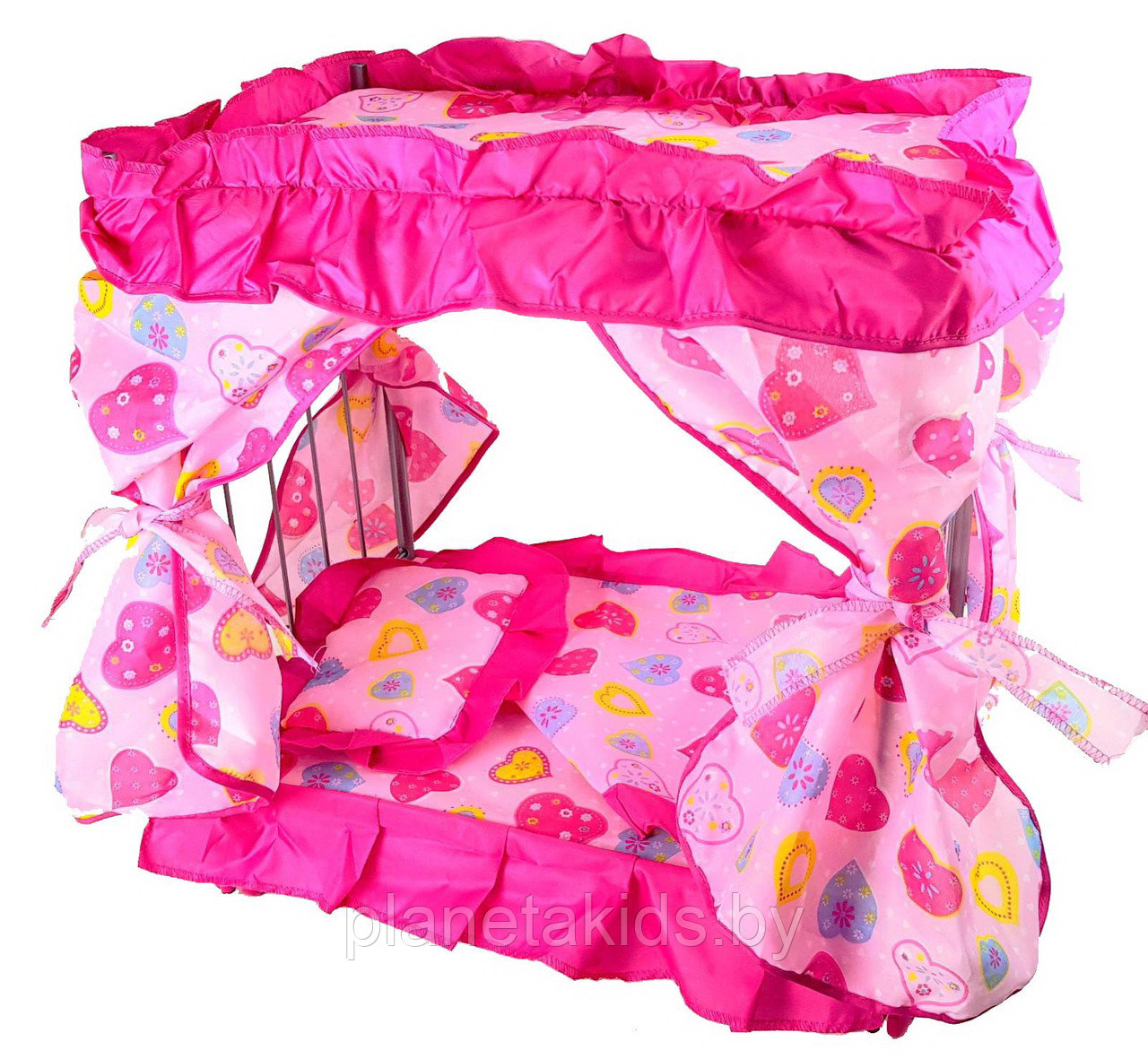 Кроватка-качалка для кукол MELOGO с балдахином, на колёсиках, арт.9350Е - фото 2 - id-p136816344
