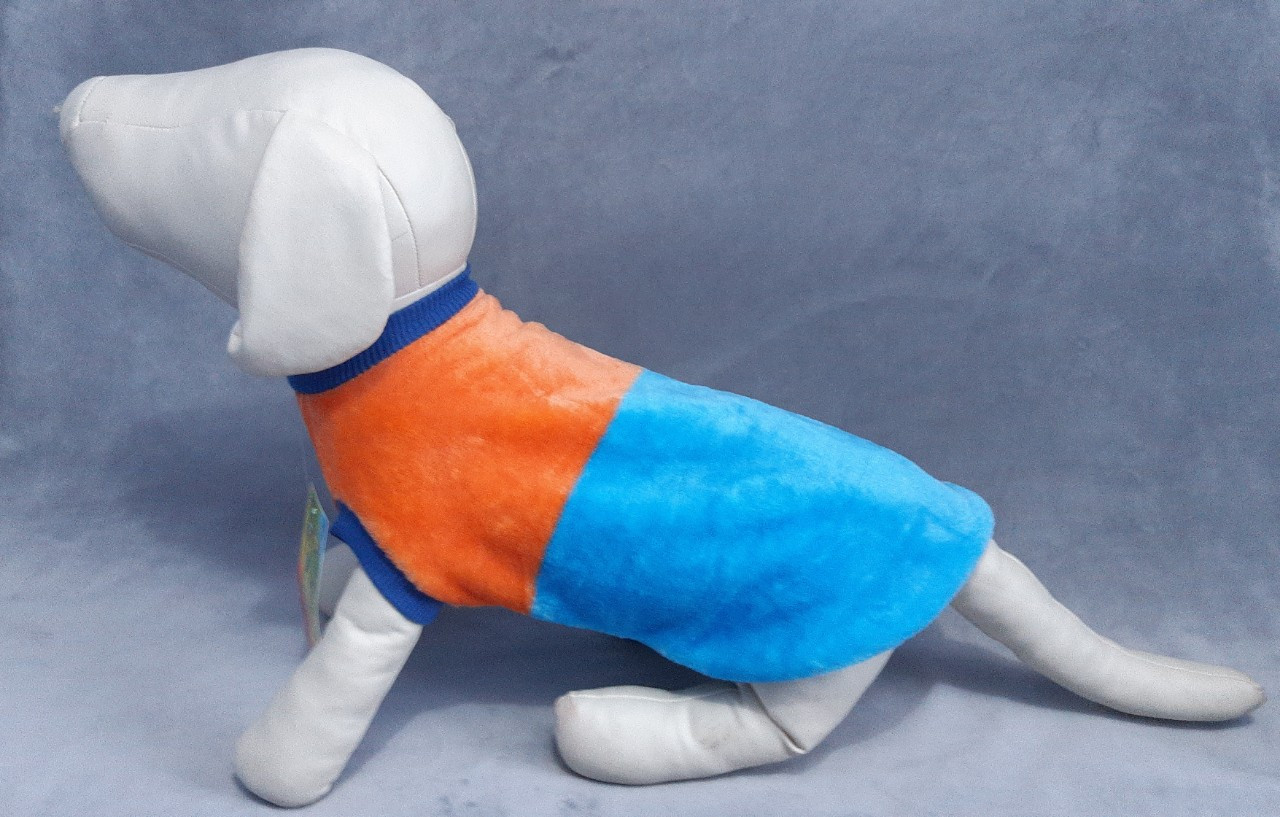 Байка пушистик для собак "Голубой с апельсиновым " - фото 1 - id-p136823912