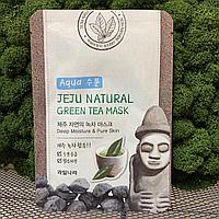 Успокаивающая тканевая маска с экстрактом зеленого чая Welcos Jeju Nature's Green Tea Mask
