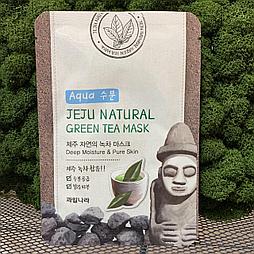 Успокаивающая тканевая маска с экстрактом зеленого чая Welcos Jeju Nature's Green Tea Mask