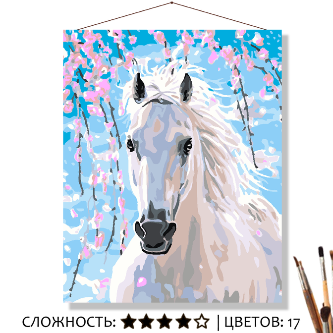 Картина по номерам "Белая лошадь"