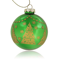 Шар елочный стекло (зеленый "Елка") для сублимации