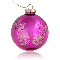 Шар елочный стекло (розовый "Ангел") для сублимации