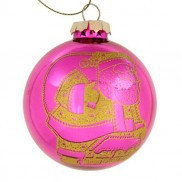 Шар елочный стекло (розовый "Дед мороз") для сублимации
