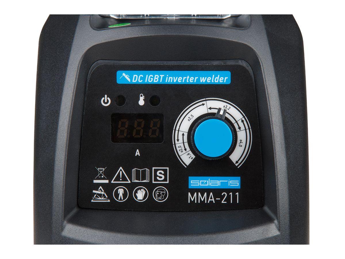 Инвертор сварочный SOLARIS MMA-211 (230В; 20-210 А; 70В; электроды диам. 1.6-4.0 мм; вес 3.9 кг) - фото 5 - id-p92354254