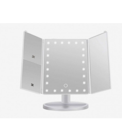 Косметическое зеркало для макияжа складное с подсветкой LED Magik, тройное БЕЛОЕ - фото 2 - id-p136896411