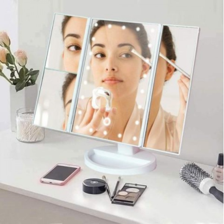 Косметическое зеркало для макияжа складное с подсветкой LED Magik, тройное БЕЛОЕ - фото 4 - id-p136896411
