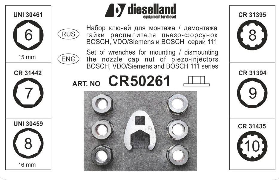 Комплект ключей под гайки распылителя пьезо форсунок Bosch и Siemens DL-CR50261 - фото 3 - id-p136897954