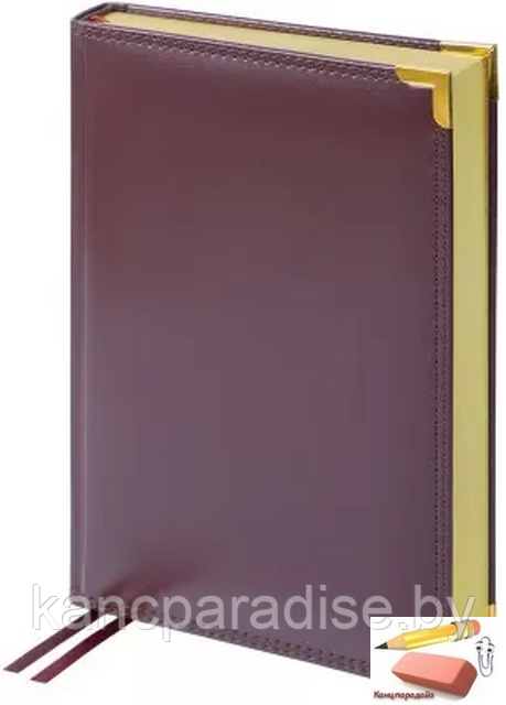 Ежедневник недатированный Delucci A5, кожзам, 160 листов, гладкая кожа, коричневый, золотой срез
