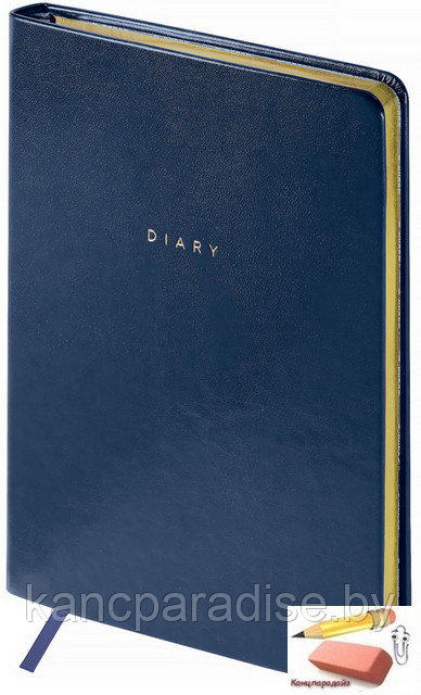 Ежедневник недатированный OfficeSpace Windsor, 136 листов, кожзам, синий, срез - золотой