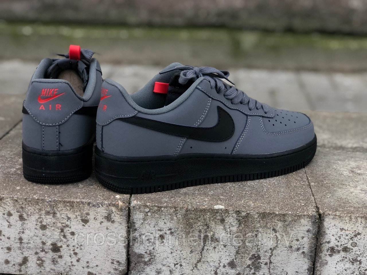 Кроссовки Nike Air Force 1 Low Gray Black - фото 1 - id-p136921699