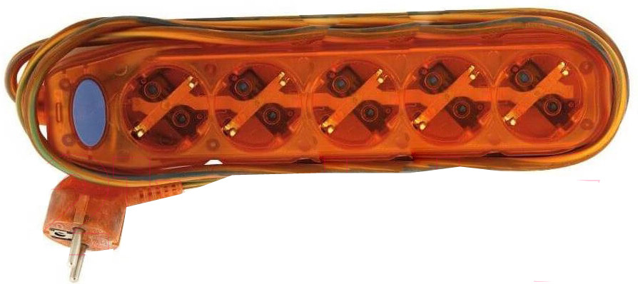 Удлинитель Electraline 62379 (1.5 м, прозрачный/оранжевый) - фото 1 - id-p136950446