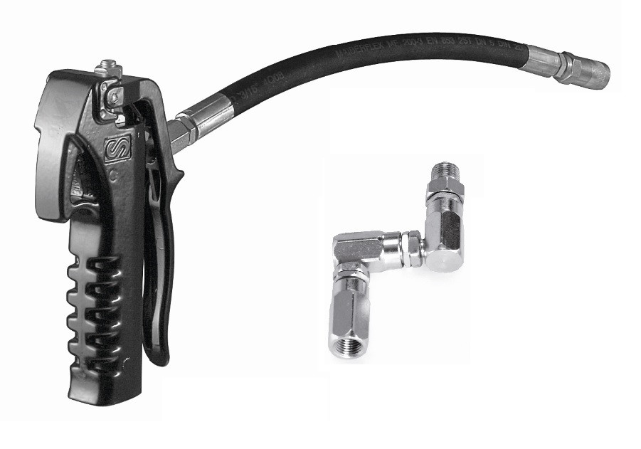 Пистолет для раздачи консистентной смазки с Z-образным шарниром и резиновым шлангом - фото 1 - id-p135873616