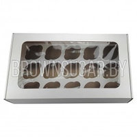 Коробка для 15 маффинов с окном Белая (Беларусь, 430х255х100 мм)