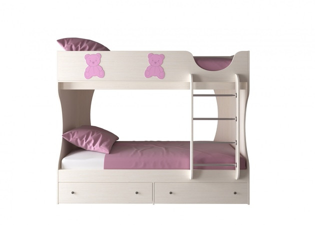 Кровать двухъярусная СН 108.01 (сосна арктическая/розовый) - фото 1 - id-p137006796