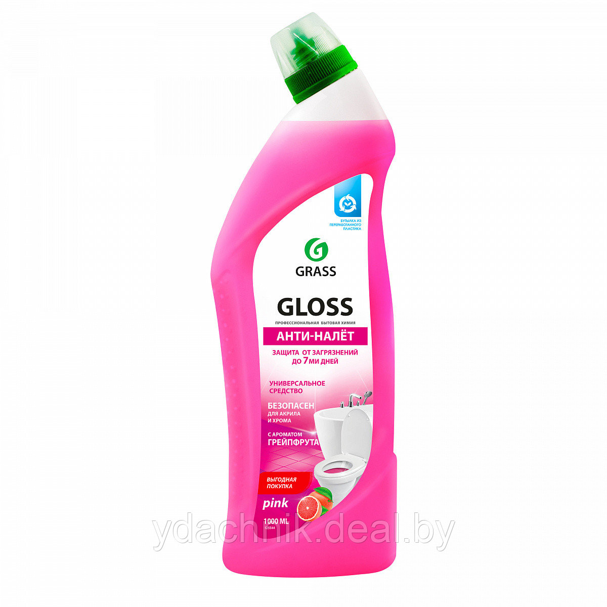Чистящий гель для ванны и туалета "Gloss pink" (флакон 1 л) - фото 1 - id-p137010096