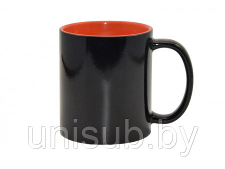 Кружка для сублимации хамелеон черная внутри оранжевая, 330 мл - фото 1 - id-p137016232