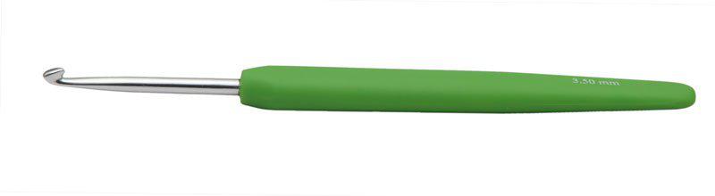 Knit Pro Крючок для вязания с эргономичной ручкой Waves 2,5 мм, алюминий, серебристый/нефрит