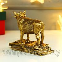 Сувенир полистоун "Золотой бык на золотых купюрах" 8,5х4,7х11 см, фото 4