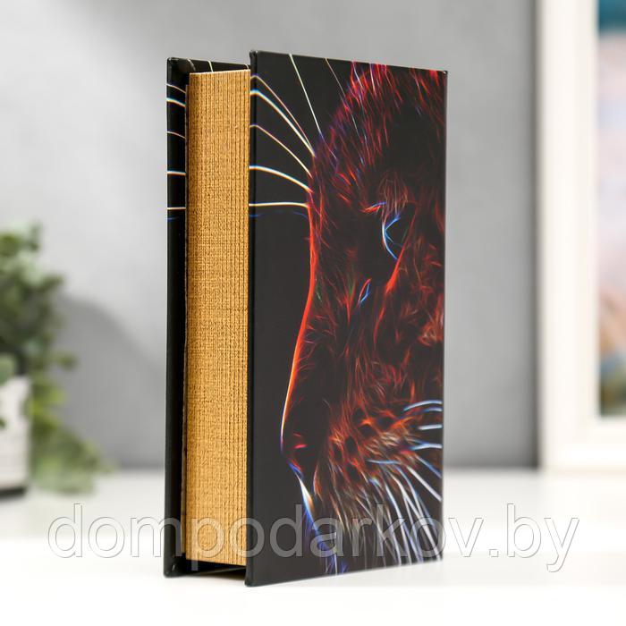 Сейф-книга дерево кожзам "Леопард в лучах лазера" 21х13х5 см - фото 5 - id-p137027044
