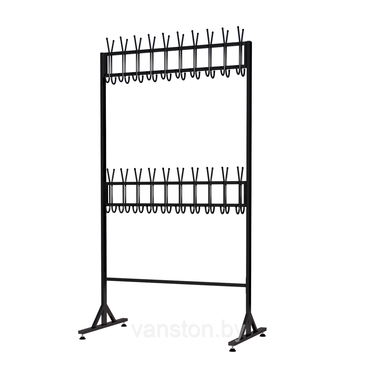 Вешалка напольная на 40 крючков, островная, 2 уровня