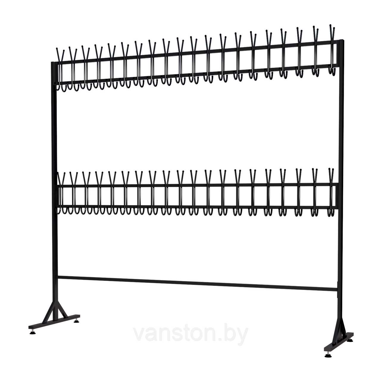 Вешалка напольная на 80 крючков, островная, 2 уровня