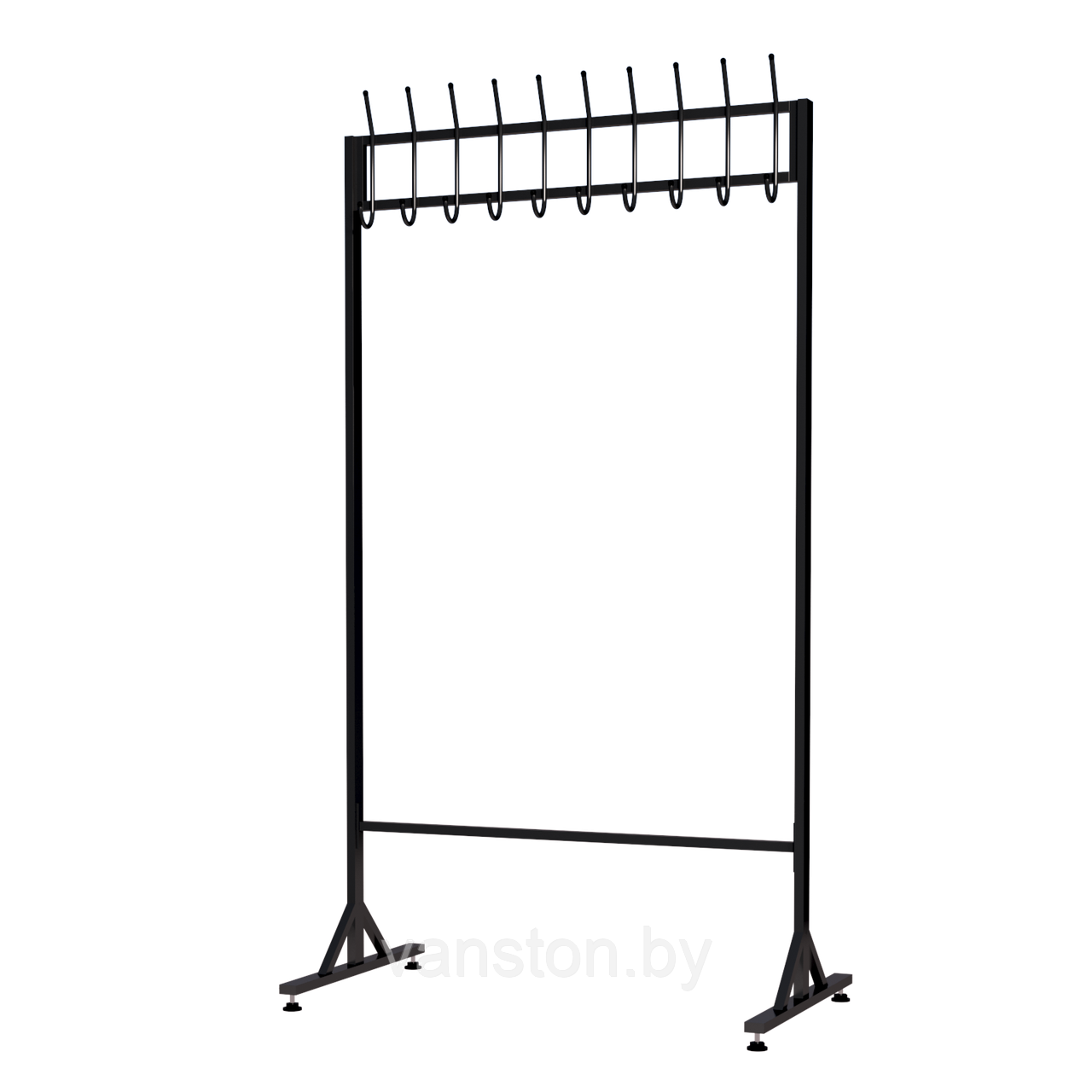 Вешалка напольная на 10 крючков, пристенная, 1 уровень